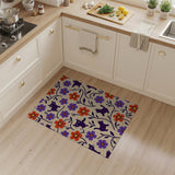 Whimsical Black Cats Purple Flowers Area Rug