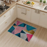 Bold Teal Pink Gold Geometric Area Rug