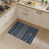 Coastal Beach Navy Striped Starfish Coastal Area Rug