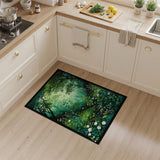 Lush Forest Daisy Path Green Area Rug