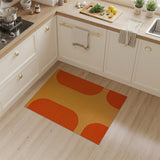 Vibrant Orange Oval Geometric Shag Rug