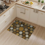 Hexagonal Geometric Brown Tan Area Rug