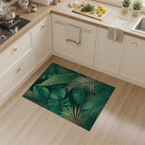 Lush Green Monstera and Palm Leaf Area Rug