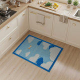 Kids Airplane Clouds Blue Area Rug