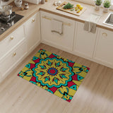Vibrant Yellow Mandala Geometric Area Rug