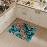 Abstract Teal Orange Swirl Area Rug