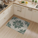 Teal Floral Medallion Cream Area Rug