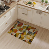 Washable Mid-Century Modern Geometric Area Rug - Low Pile Retro Earthy Tones