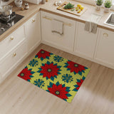 Multi-color and Patterns Red Poinsettia Floral Area Rug