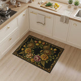 Opulent Gold Floral Wreath Area Rug