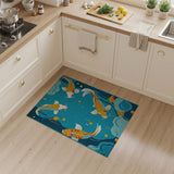 Teal Koi Fish Pond Area Rug