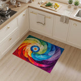 Multi-color and Patterns Vibrant Rainbow Swirl Abstract Area Rug