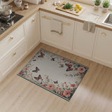 Vintage Pink Peony Monarch Butterfly Rug