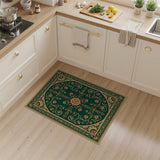 Ornate Green Floral Medallion Rug