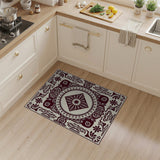 Cream Maroon Traditional Persian Mandala Rug