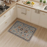 ODIKA Vintage Floral Washable Area Rug, Low Pile Non-Slip Carpet for Living Room Bedroom