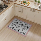 Black Silhouette Deer Pine Forest Area Rug