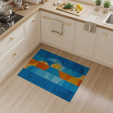 Vibrant Blue Teal Orange Geometric Area Rug