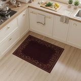 Red Deep Red Floral Vintage Area Rug