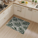 Floral Vintage Lush Green Leaf Pattern Area Rug