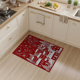 Red Papercut Winter Village Area Rug