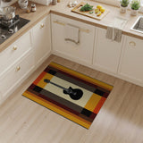 Black Acoustic Guitar Multi-Color Plaid Area Rug