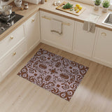 Ornate Blush Pink Floral Vintage Rug