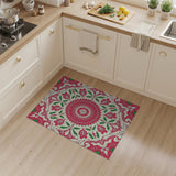 Vibrant Red Floral Medallion Area Rug