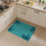 Teal Sea Turtles Coastal Area Rug