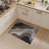Grey Abstract Wavy Grey Area Rug