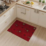 Bold Red Poinsettia Floral Vintage Area Rug
