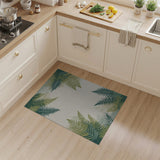 Distressed Vintage Lush Green Fern Border Area Rug