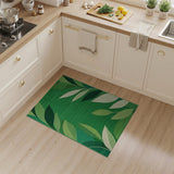 Green Vibrant Green Leaf Geometric Area Rug