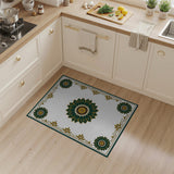 Emerald Green Gold Floral Medallion Area Rug