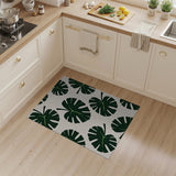 Green Monstera Leaves Pattern Area Rug