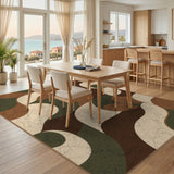Brown and Tan Brown Abstract Wave Area Rug