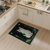 Starry Night Green-Eyed Cat Forest Rug