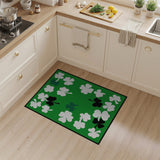 Green Kids Cartoon Lucky Shamrock Green Area Rug