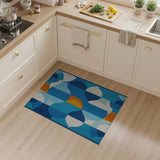 Blue Teal Geometric Abstract Blue and Teal Area Rug