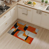 Geometric Modern Vibrant Orange Geometric Area Rug