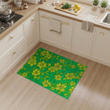 Vibrant Yellow Floral Green Area Rug