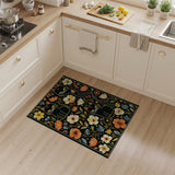 Charming Black Cats in Vibrant Floral Garden Rug