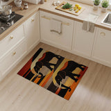 Orange Tribal Elephant Silhouette Area Rug