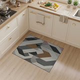 Multi-color and Patterns Modern Geometric Abstract Area Rug in Grey Rust