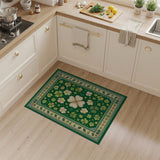 Green Floral Vintage Lucky Shamrock Green Area Rug