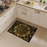 Golden Sunflower Mandala Area Rug