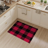 Bold Black Red Pink Plaid Check Area Rug