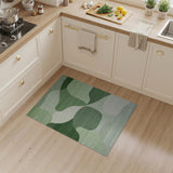 ODIKA Washable Green Abstract Organic Shape Area Rug - Low Pile & Non-Slip