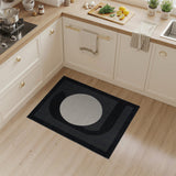 Black White Geometric Moon Area Rug
