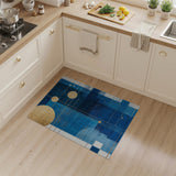 Gold Circles Geometric Blue Area Rug